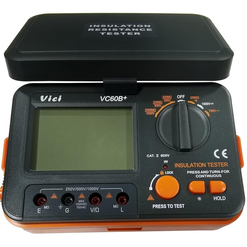 JUNLIXN VC60B+ Digital Insulation Resistance Tester, DC250/500/1000V AC750V Megohm Meter Double Alarm Backlight LCD Display & Data Hold OHM Meter DCV ACV Megohmmeter - Image 2